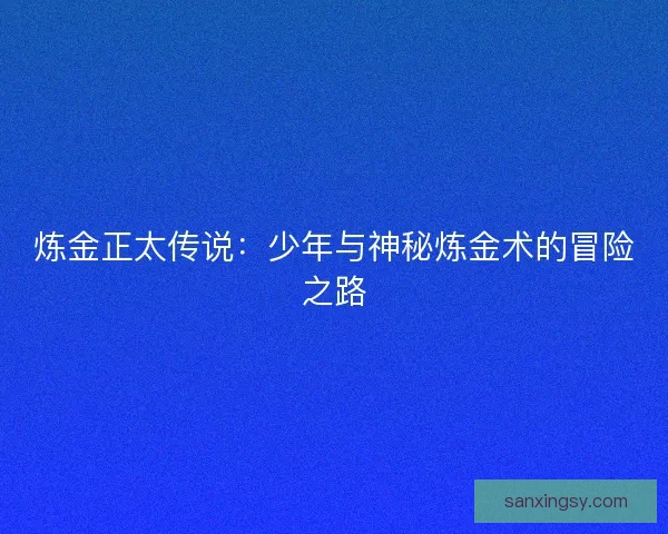 炼金正太传说：少年与神秘炼金术的冒险之路
